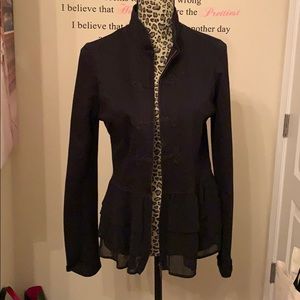 Black zip up military light weight jacket - Large